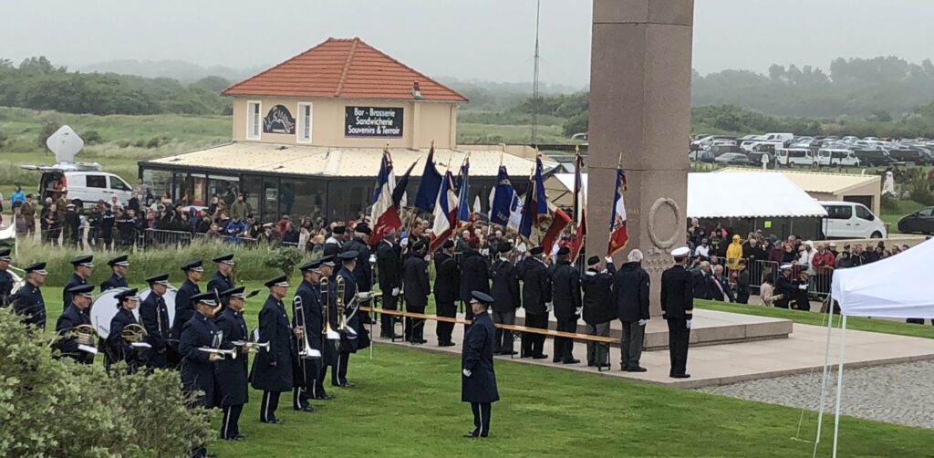 Jeff Kurtenacker, lead composer on The Girl Who Wore Freedom, attending a ceremony in Normandy