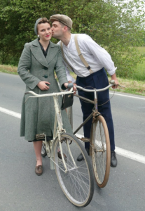 People in Normandy wearing 1940's attire