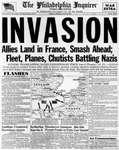 The Philadelphia Inquirer's headline WW2 D-Day Invasion from June 6 1944