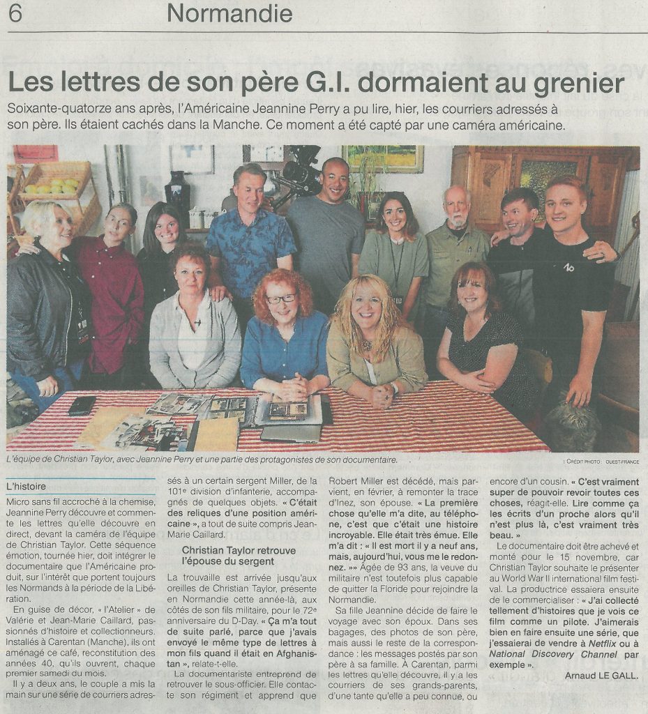 News article for The Letters of a GI Father LAtelier featuring Jean-Marie and the crew of The Girl Who Wore Freedom