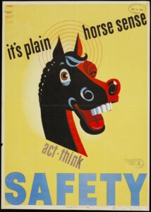 WW2 Poster with Horse-"Safety it's plain horse sense"